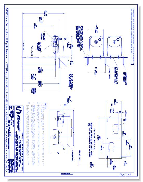 Model 1501: Wall Mounted Hi-Lo Drinking Fountain