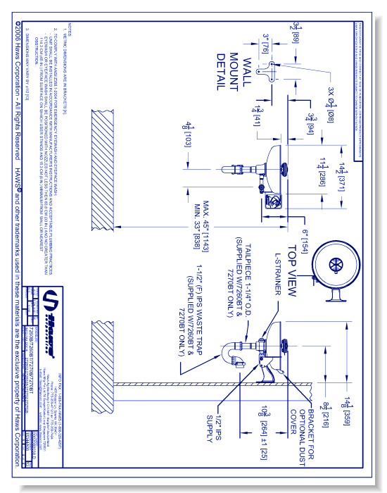 Model 7260B-7270B: AXION® MSR Wall Mount Eye/Face Wash