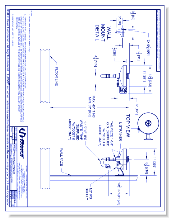Model 7360B-7460B: AXION® MSR Wall Mount Eye/Face Wash