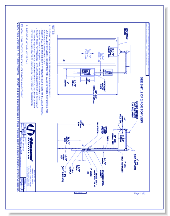 Model 8164:  Flush Ceiling Mounted Drench Shower 