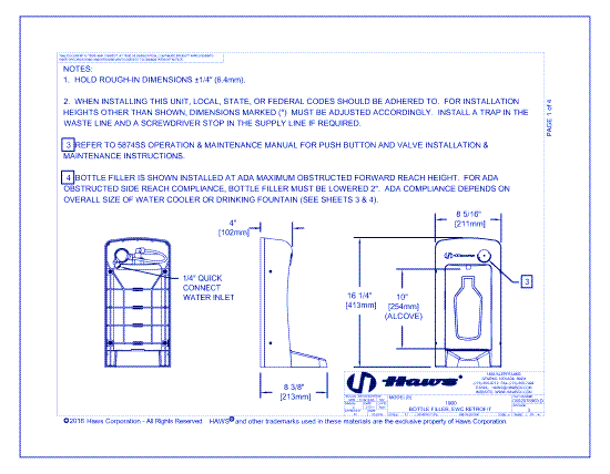 Model 1900: Wall Mounted/Touchless Bottle Filling Station