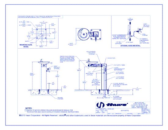 Model 3377: Pedestal Barrier-Free Steel Drinking Fountain