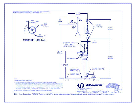 Model 8330: AXION® MSR Combination Corrosion Resistant Shower and Eye/Face Wash