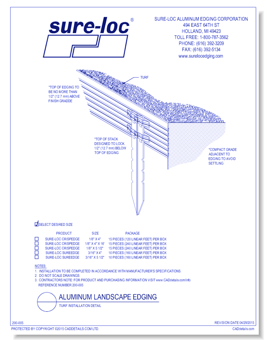 Sure-Loc SureEdge - Turf Installation Detail