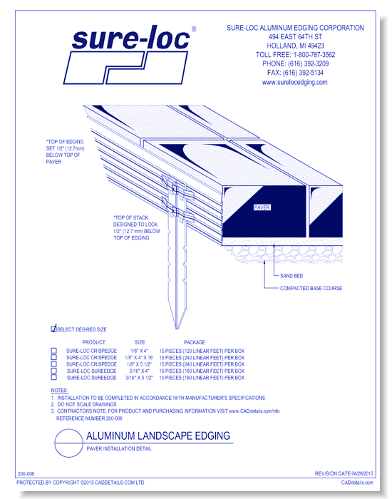 Aluminum Landscape Edging - Paver Installation Detail