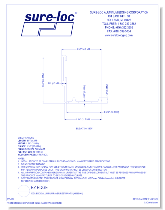 EZ L-Edge Aluminum Paver Restraints (A1838M48) 