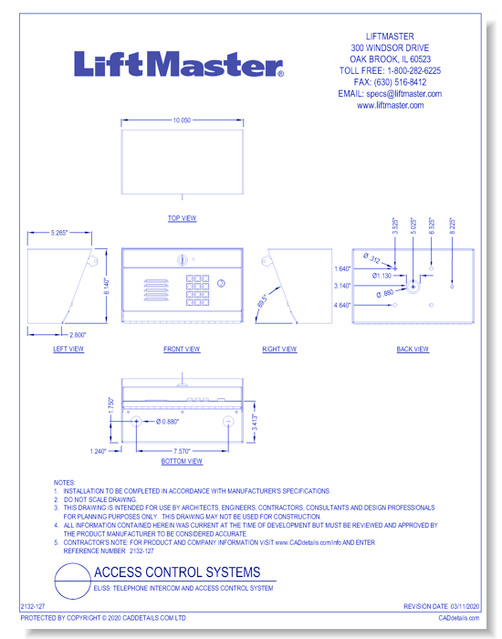 Intercom Screen Autocad EL1SS: Telephone Intercom and Access Control System - CADdetails