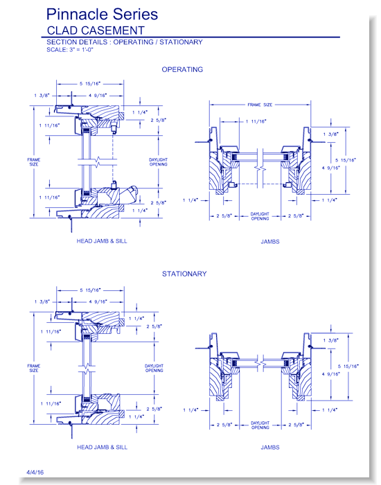 Pinnacle Clad Casement Windows: Section Details