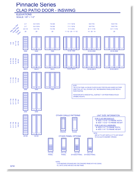 Pinnacle Clad Swinging Patio Door: Elevations