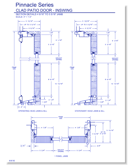 Pinnacle Clad Swinging Patio Door: Section Details