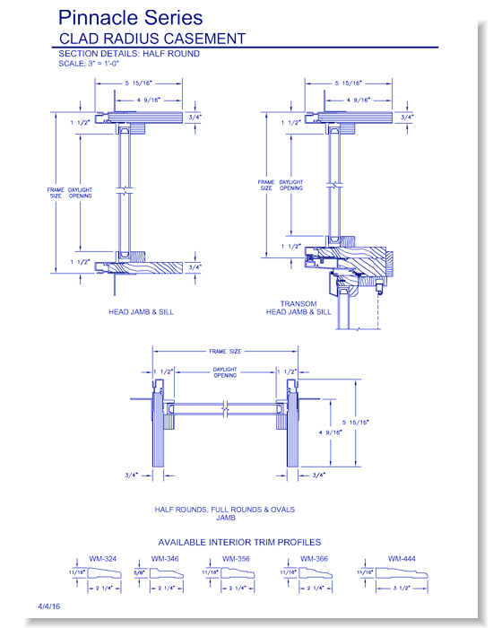 Pinnacle Clad Radius Windows: Section Details