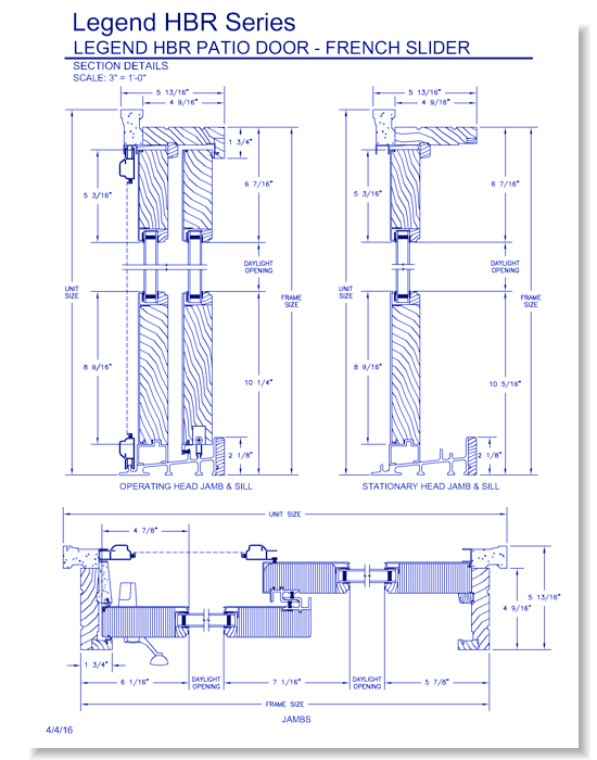 Legend HBR Sliding Patio Door: Section Details