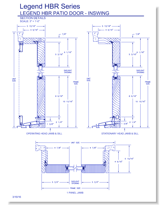 Legend HBR Swinging Patio Door: Section Details