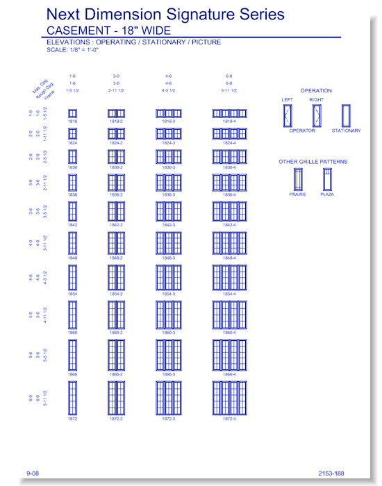 Next Dimension Signature Casement: Elevations