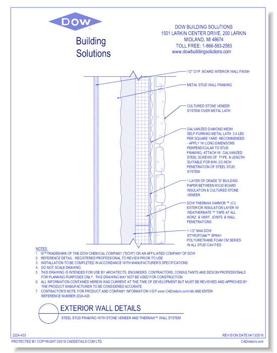 Steel Stud Framing with Stone Veneer and THERMAX™ Wall System (C0002)