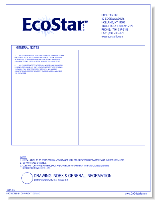 EcoStar General Notes - Page 2 Of 2