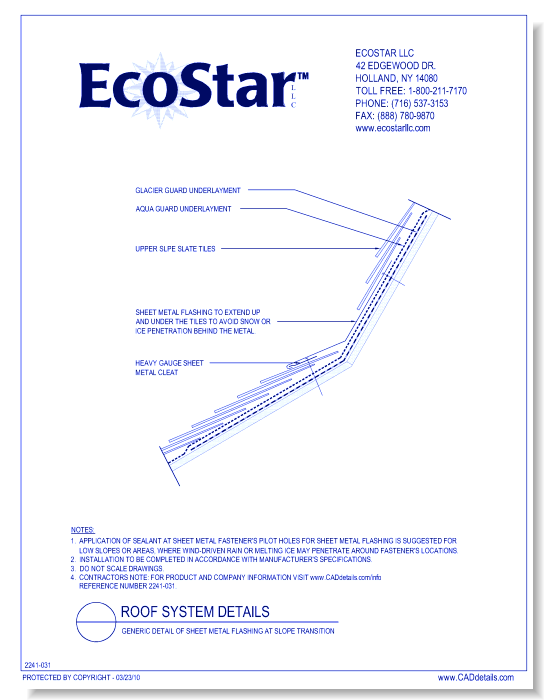 Generic Detail Of Sheet Metal Flashing At Slope Transition