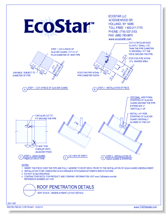 Vent Stack - Underlayment Layout Details