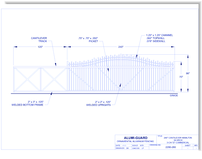 20' Cantilever Commercial Hamilton 04 Arch 3-CH 72" (GT04C240CH723)