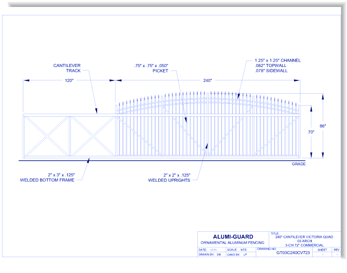 20' Cantilever Commercial Victoria Quad 03 Arch 3-CH 72" (GT03C240CV723)