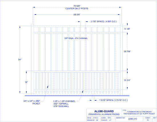 Commercial & Concealed Fastener Manchester 54" Puppy Picket (CCFA544S0-2)