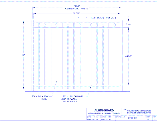 Commercial & Concealed Fastener Salem 54" (CCFC543S)