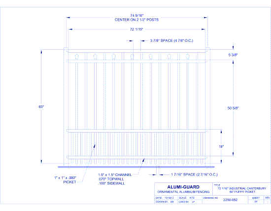 6' Industrial Salem 60" Puppy Picket (I6C604S0-2)