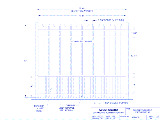 Residential Newcastle 60" Puppy Picket (RB604S0-2)