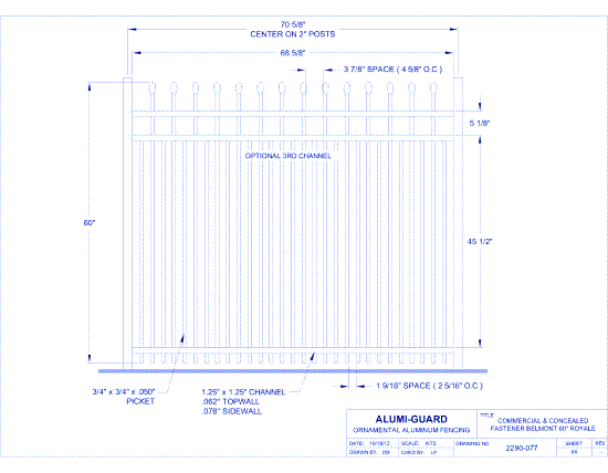 Commercial & Concealed Fastener Newcastle 60" Royale (CCFB603S0-1)