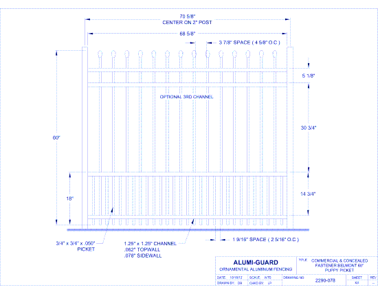 Commercial & Concealed Fastener Newcastle 60" Puppy Picket (CCFB604S0-2)