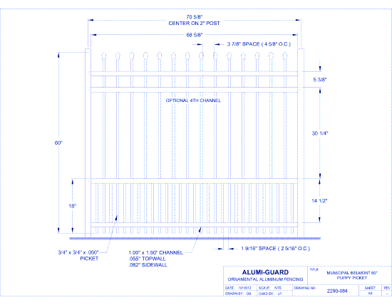6' Municipal Newcastle 60" Puppy Picket (M6B604S0-2)