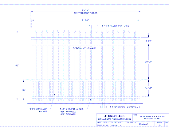 8' Municipal Newcastle 60" Puppy Picket (M8B604S0-2)