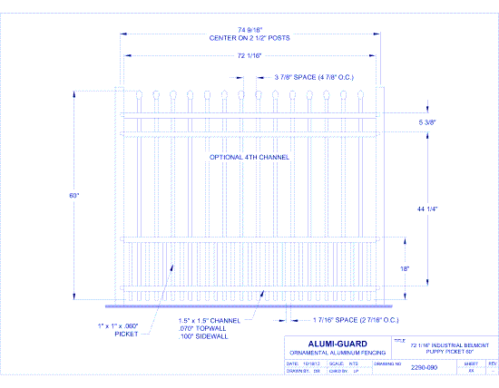 6' Industrial Newcastle 60" Puppy Picket (I6B604S0-2)