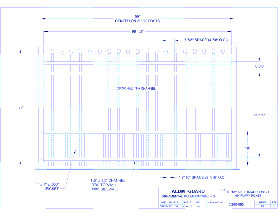 8' Industrial Newcastle 60" Puppy Picket (I8B604S0-2)