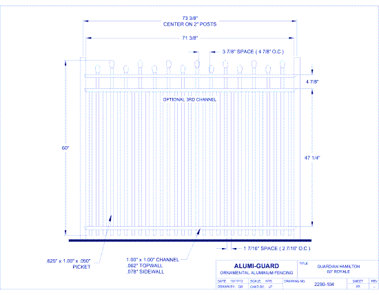 Guardian Newcastle Staggered 60" Royale (GH603S0-1)