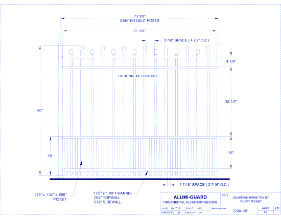 Guardian Newcastle Staggered 60" Puppy Picket (GH604S0-2)