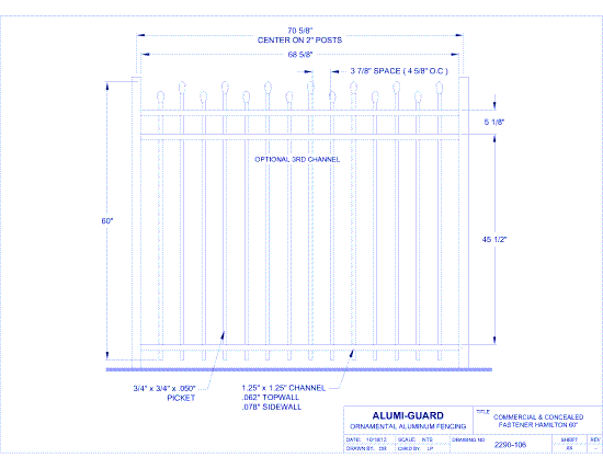 Commercial & Concealed Fastener Newcastle Staggered 60" (CCFH603S)