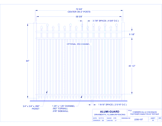 Commercial & Concealed Fastener Newcastle Staggered 60" Royale (CCFH603S0-1)