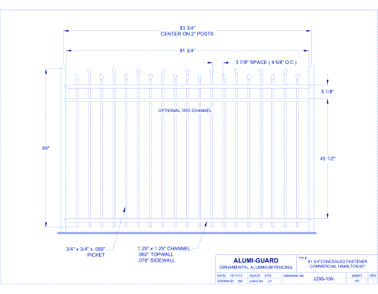 Concealed Fastener Commercial Newcastle Staggered 60" (CFH603S)