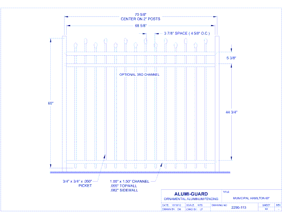 6' Municipal Newcastle Staggered 60" (M6H603S)