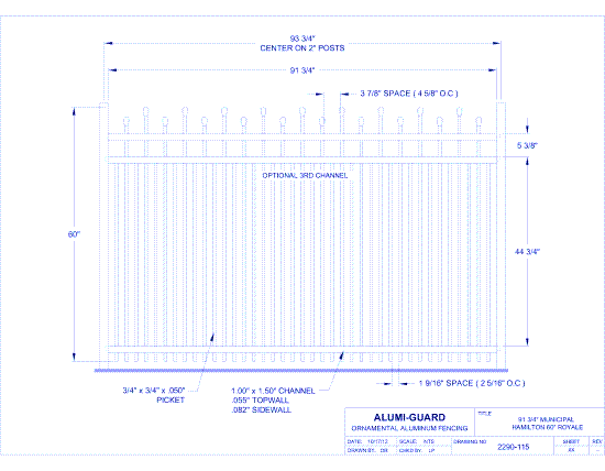 8' Municipal Newcastle Staggered 60" Royale (M8H603S0-1)