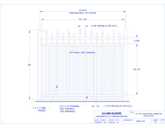 6' Industrial Newcastle Staggered 60" Royale (I6H603S0-1)