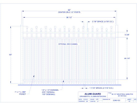 8' Industrial Newcastle Staggered 60" Royale (I8H603S0-1)