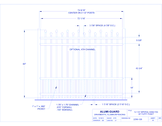 6' Imperial Newcastle Staggered 60" Puppy Picket (IM6H604S0-2)