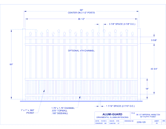 8' Imperial Newcastle Staggered 60" Puppy Picket (IM8H604S0-2)