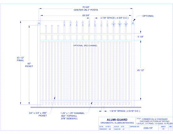 Commercial & Concealed Fastener Orleans 60" Royale (CCFV603S0-1-3)