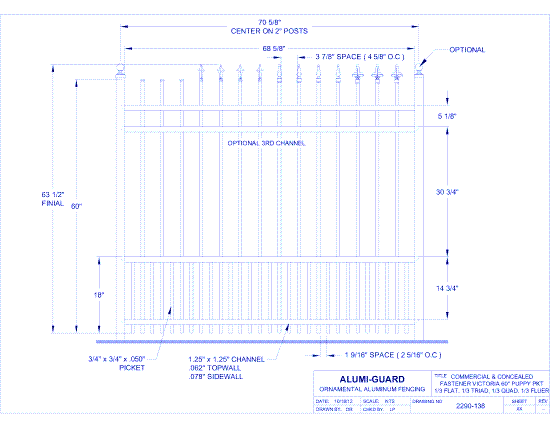 Commercial & Concealed Fastener Orleans 60" Puppy Picket (CCFV604S0-2-3)