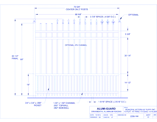 6' Municipal Orleans 60" Puppy Picket (M6V604S0-2-3)