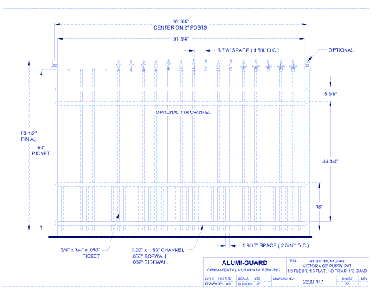 8' Municipal Orleans 60" Puppy Picket (M8V604S0-2-3)