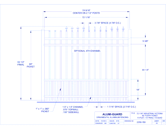 6' Industrial Orleans 60" Puppy Picket (I6V604S0-2-3)